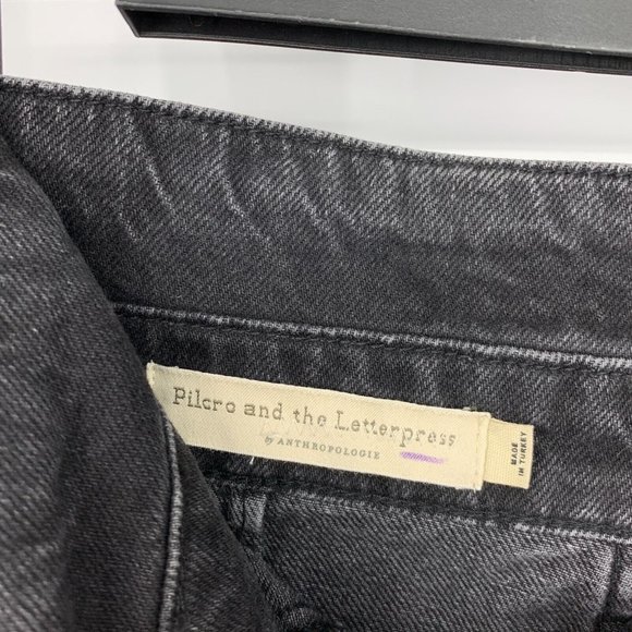 Anthropologie Pilcro Skirt Black Denim Button Front Paperbag Waist - Picture 10 of 14